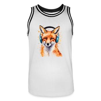 Renard Casque Musique Coloré Animal Design Imprimer - Maillot de basket Homme - blanc/noir - Devant - AI Model Male 185 dark (185cm)