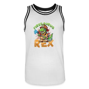 Firesaurus Rex Fire Brigade Dinosaur Adventure - Maillot de basket Homme - blanc/noir - Devant - AI Model Male 185 dark (185cm)