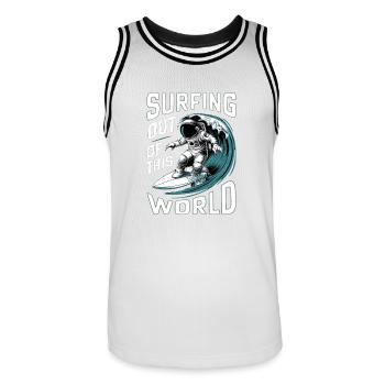 Surfing Out of This World - Humor - Men's Basketball Jersey - white/black - Front - AI Model Male 185 dark (185cm)