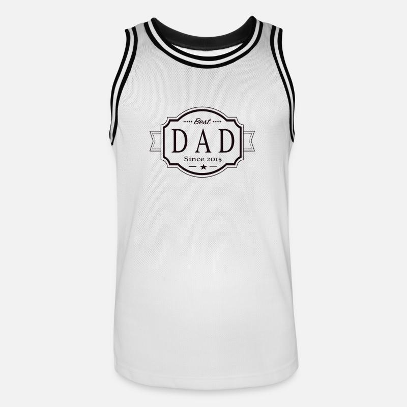 Bester Papa seit 2015 - Männer Basketball-Trikot - Weiß/Schwarz