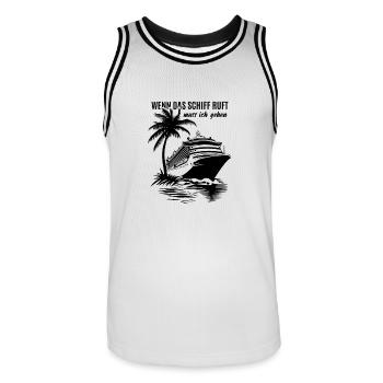 Wenn das Schiff ruft muss ich gehen - Kreuzfahrt - Männer Basketball-Trikot - Weiß/Schwarz - Vorne - AI Model Male 185 dark (185cm)