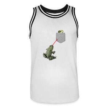 Frog Tongue Reaching For Tadpole In Your Pocket - Men's Basketball Jersey - white/black - Front - AI Model Male 185 dark (185cm)