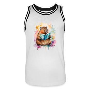 Capybara livre de lecture Capy coloré Animal Design Print - Maillot de basket Homme - blanc/noir - Devant - AI Model Male 185 dark (185cm)