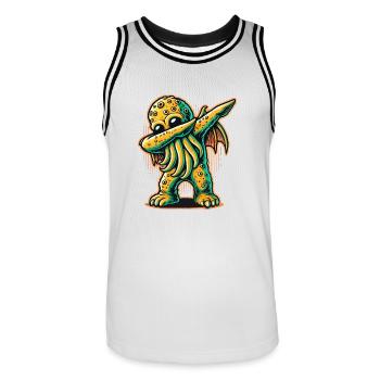 Drôle Dabbing Cthulhu Pieuvre dystopique - Maillot de basket Homme - blanc/noir - Devant - AI Model Male 185 dark (185cm)