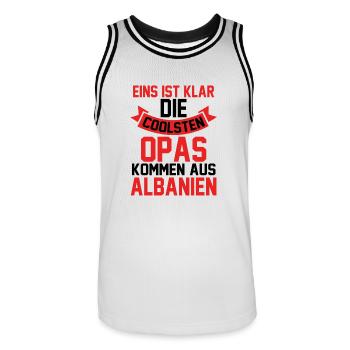Albanian Albanian Grandpa Grandfather Albania - Men's Basketball Jersey - white/black - Front - AI Model Male 185 dark (185cm)