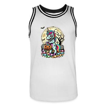 Drôle de licorne zombie aime les bonbons - Maillot de basket Homme - blanc/noir - Devant - AI Model Male 185 dark (185cm)