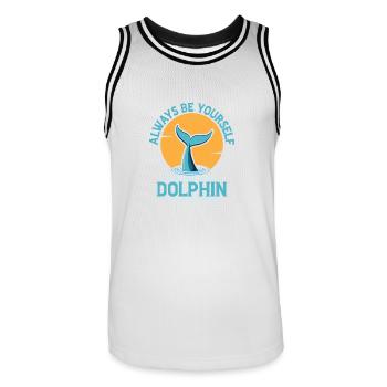 You Can Be A Dolphin Beach Vacation Marine Biology - Men's Basketball Jersey - white/black - Front - AI Model Male 185 dark (185cm)