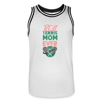 Funny Tennis Player Racket Mom - Men's Basketball Jersey - white/black - Front - AI Model Male 185 dark (185cm)