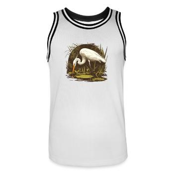 Heron Reiher - Männer Basketball-Trikot - Weiß/Schwarz - Vorne - AI Model Male 185 dark (185cm)