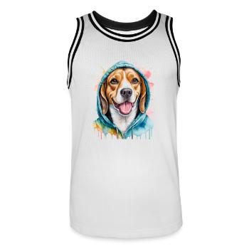 Beagle Sweat à capuche chien coloré drôle animal design imprimé - Maillot de basket Homme - blanc/noir - Devant - AI Model Male 185 dark (185cm)