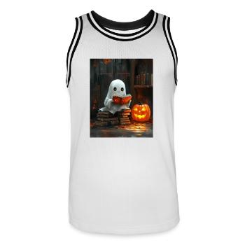 Cadeau d’Halloween Femmes Hommes Enfants Décoration - Maillot de basket Homme - blanc/noir - Devant - AI Model Male 185 dark (185cm)