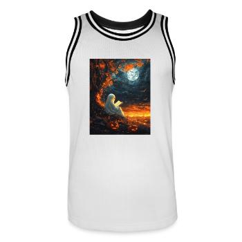Cadeau d’Halloween Femmes Hommes Enfants Décoration - Maillot de basket Homme - blanc/noir - Devant - AI Model Male 185 dark (185cm)
