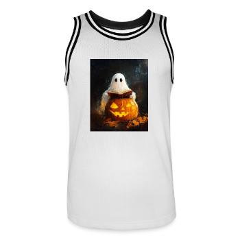 Cadeau d’Halloween Femmes Hommes Enfants Décoration - Maillot de basket Homme - blanc/noir - Devant - AI Model Male 185 dark (185cm)