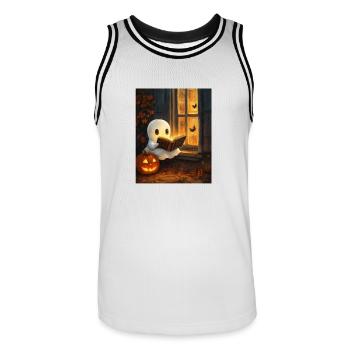 Cadeau d’Halloween Femmes Hommes Enfants Décoration - Maillot de basket Homme - blanc/noir - Devant - AI Model Male 185 dark (185cm)