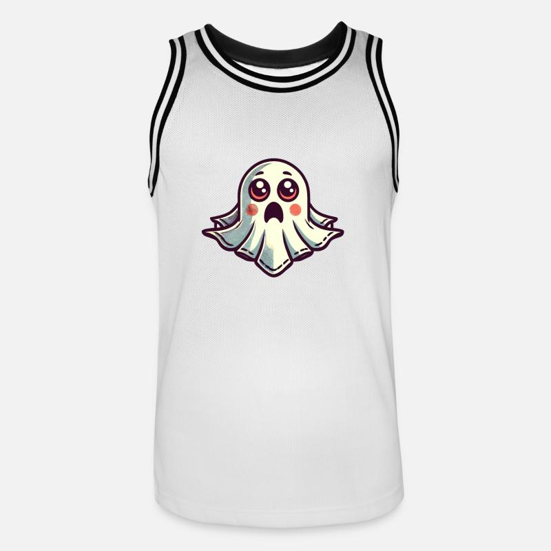 Scared Ghost Funny Ghost Design - Men's Basketball Jersey - white/black