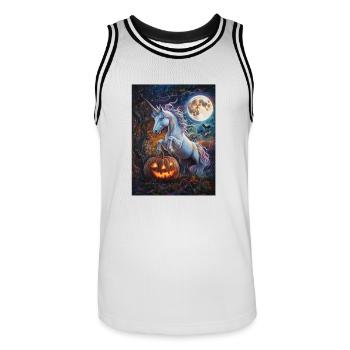 Cadeau d’Halloween Femmes Licorne Hommes Enfants - Maillot de basket Homme - blanc/noir - Devant - AI Model Male 185 dark (185cm)