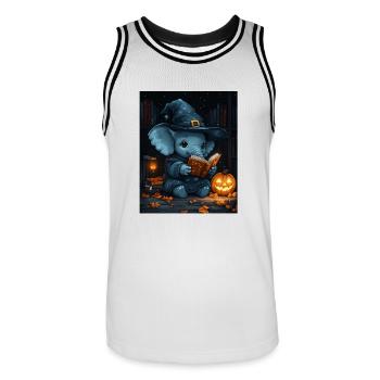 Cadeau d’Halloween Femmes Elargin Hommes Enfants - Maillot de basket Homme - blanc/noir - Devant - AI Model Male 185 dark (185cm)