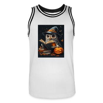 Halloween Cadeau Femmes Hibou Hommes Enfants Décoration - Maillot de basket Homme - blanc/noir - Devant - AI Model Male 185 dark (185cm)