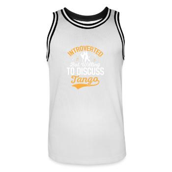 Introverted But Willing To Discuss Tango Latin Mus - Men's Basketball Jersey - white/black - Front - AI Model Male 185 dark (185cm)