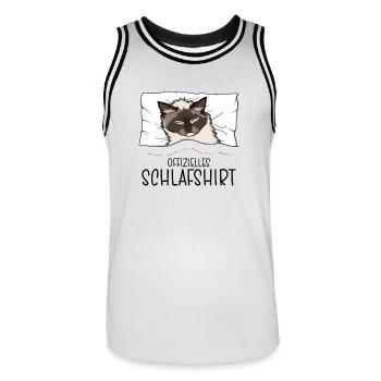 Offizielles Schlafshirt Himalaya Katze Schlafanzug - Männer Basketball-Trikot - Weiß/Schwarz - Vorne - AI Model Male 185 dark (185cm)