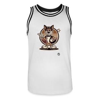 Retro Cartoon Hund – Lustiges Hunde-Design - Männer Basketball-Trikot - Weiß/Schwarz - Vorne - AI Model Male 185 dark (185cm)