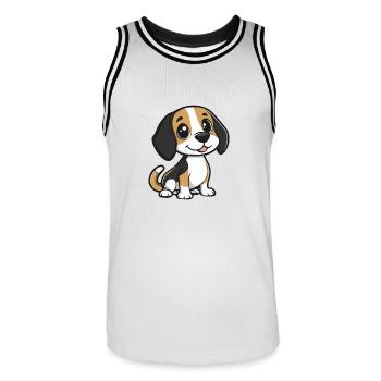 Beagle Hund Comic Niedlich - Männer Basketball-Trikot - Weiß/Schwarz - Vorne - AI Model Male 185 dark (185cm)