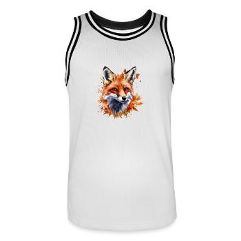 Autumn Watercolor Fox - Men's Basketball Jersey - white/black - Front - AI Model Male 185 dark (185cm)