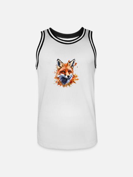 Herbst-Aquarell-Fuchs - Männer Basketball-Trikot - Weiß/Schwarz