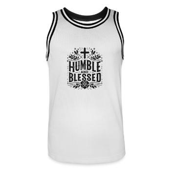 Humble - Men's Basketball Jersey - white/black - Front - AI Model Male 185 dark (185cm)