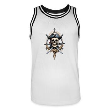 Pirate Flags Skull Jolly Roger Pirate Costume - Men's Basketball Jersey - white/black - Front - AI Model Male 185 dark (185cm)
