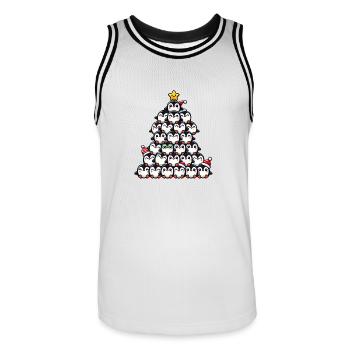 Pinguin Weihnachten lustiger Tannenbaum - Männer Basketball-Trikot - Weiß/Schwarz - Vorne - AI Model Male 185 dark (185cm)