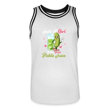 Juste une fille qui aime le jus de cornichon Fitness Vegan C - Maillot de basket Homme - blanc/noir - Devant - AI Model Male 185 dark (185cm)