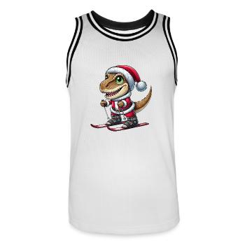 Noël Dino Skier Trex Père Noël - Maillot de basket Homme - blanc/noir - Devant - AI Model Male 185 dark (185cm)