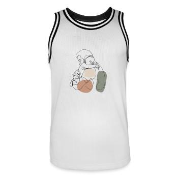 Vater mit Kind Baby - Männer Basketball-Trikot - Weiß/Schwarz - Vorne - AI Model Male 185 dark (185cm)