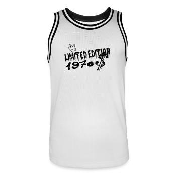 Edition Limitée 1970 Anniversaire Né 1970 - Maillot de basket Homme - blanc/noir - Devant - AI Model Male 185 dark (185cm)