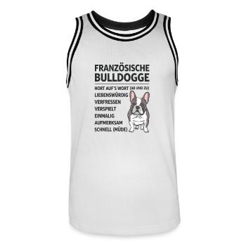 Französische Bulldogge Hund Mops - Männer Basketball-Trikot - Weiß/Schwarz - Vorne - AI Model Male 185 dark (185cm)