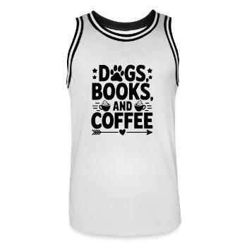 chien livre et café - Maillot de basket Homme - blanc/noir - Devant - AI Model Male 185 dark (185cm)