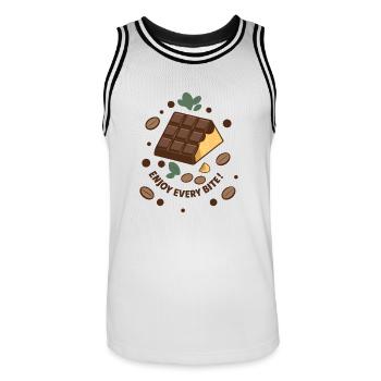 CHOCOLATE BARS - Men's Basketball Jersey - white/black - Front - AI Model Male 185 dark (185cm)