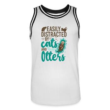 Otter Cat Easily Distracted By - Männer Basketball-Trikot - Weiß/Schwarz - Vorne - AI Model Male 185 dark (185cm)