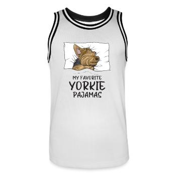 Schlafanzug Yorkshire Terrier Yorkie Schlafshirt - Männer Basketball-Trikot - Weiß/Schwarz - Vorne - AI Model Male 185 dark (185cm)