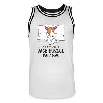 Schlafanzug Jack Russel Terrier Hund Schlafshirt - Männer Basketball-Trikot - Weiß/Schwarz - Vorne - AI Model Male 185 dark (185cm)