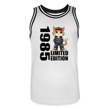 Edition Limitée 1985 Anniversaire Né 1985 - Maillot de basket Homme - blanc/noir - Devant - AI Model Male 185 dark (185cm)