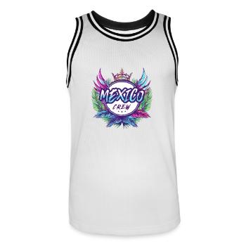 Mexiko Crew Bunt - Männer Basketball-Trikot - Weiß/Schwarz - Vorne - AI Model Male 185 dark (185cm)