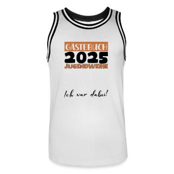 Jugendweihe 2025 Gästebuch Geschenk Mädchen Jungen - Männer Basketball-Trikot - Weiß/Schwarz - Vorne - AI Model Male 185 dark (185cm)