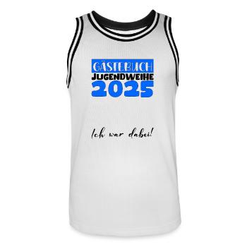 Jugendweihe 2025 Gästebuch Geschenk Mädchen Jungen - Männer Basketball-Trikot - Weiß/Schwarz - Vorne - AI Model Male 185 dark (185cm)