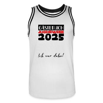 Jugendweihe 2025 Gästebuch Geschenk Mädchen Jungen - Männer Basketball-Trikot - Weiß/Schwarz - Vorne - AI Model Male 185 dark (185cm)