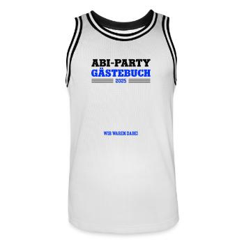 Abi Party Abitur Feier Gästebuch Abschlußklasse 25 - Männer Basketball-Trikot - Weiß/Schwarz - Vorne - AI Model Male 185 dark (185cm)