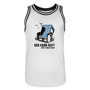 Der Korb ruft - Strandkorb - Meer - Urlaub - Männer Basketball-Trikot - Weiß/Schwarz - Vorne - AI Model Male 185 dark (185cm)