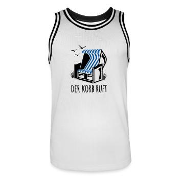 Der Korb ruft - Strandkorb - Meer - Urlaub - Männer Basketball-Trikot - Weiß/Schwarz - Vorne - AI Model Male 185 dark (185cm)