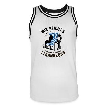 Mir reicht's ich will in meinen Strandkorb - Meer - Männer Basketball-Trikot - Weiß/Schwarz - Vorne - AI Model Male 185 dark (185cm)